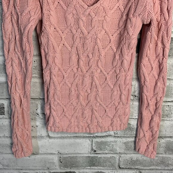 Vintage 90's Jessica Sport All Over Cable Knit V-Neck Pink Sweater - Picture 3 of 9